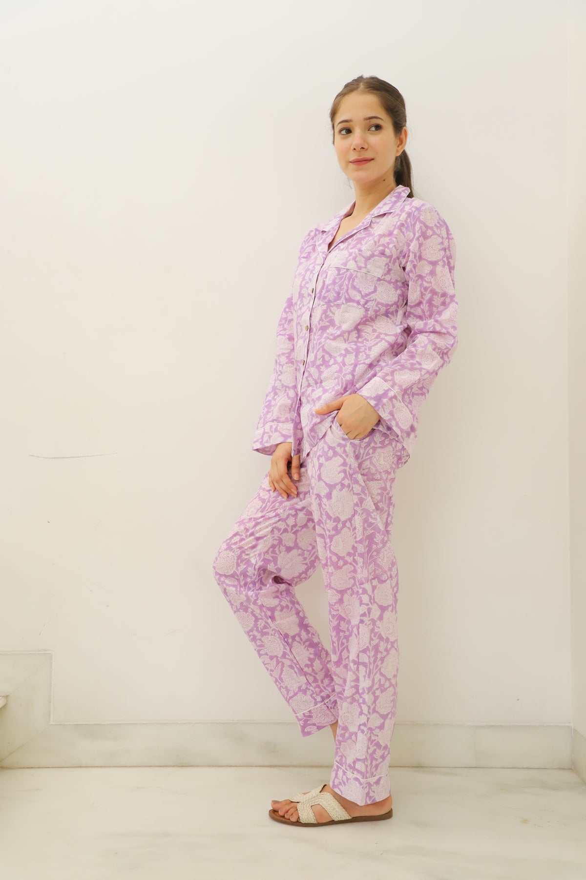 Lavender Lull Hand Block Full Jammies Set