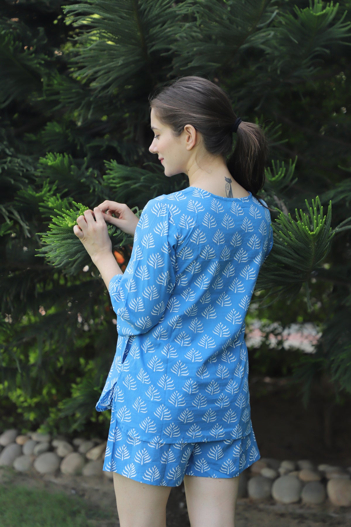 Love In A Mist Hand Block Cotton Kurta Shorts
