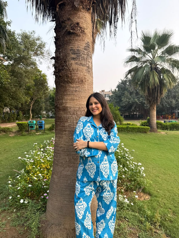 Treasured IKAT print cotton Full Jammies Set