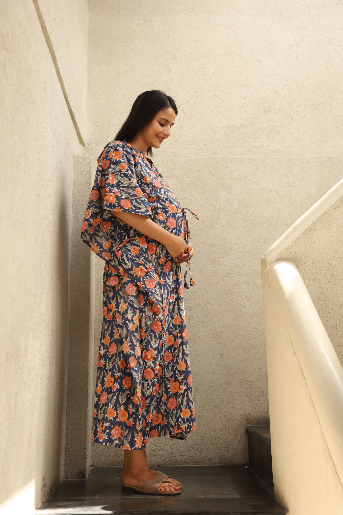 Indigo Bloom Feeding-Friendly Kaftan