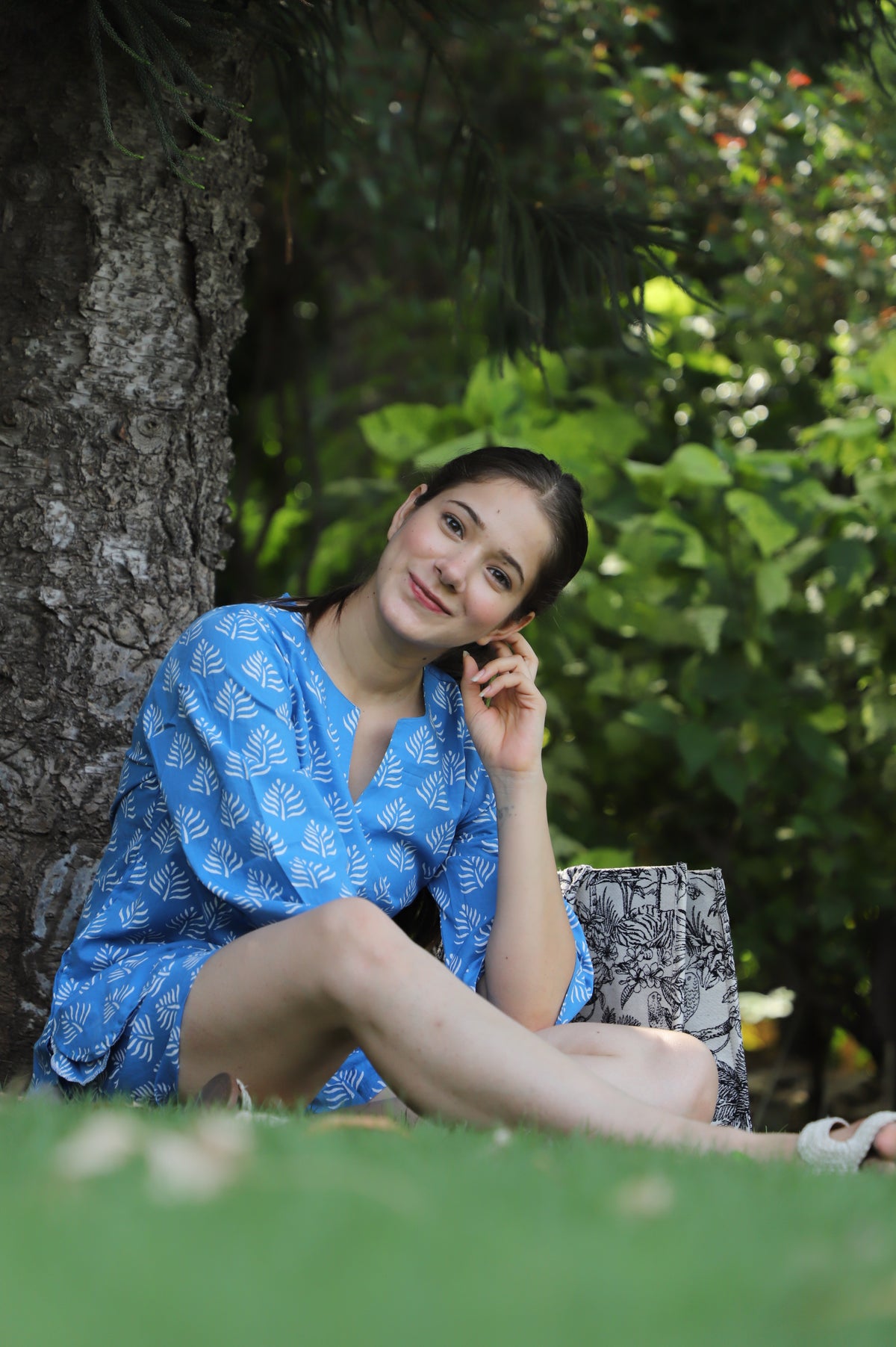 Love In A Mist  Hand Block  Cotton Kurta Shorts
