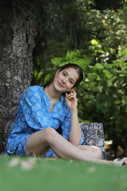 Love In A Mist  Hand Block  Cotton Kurta Shorts